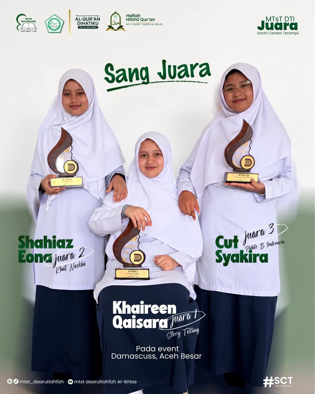 MTsT Daarut Tahfizh Al-Ikhlas Raih Tiga Prestasi pada Ajang di Damasquss V, Darul Quran Aceh